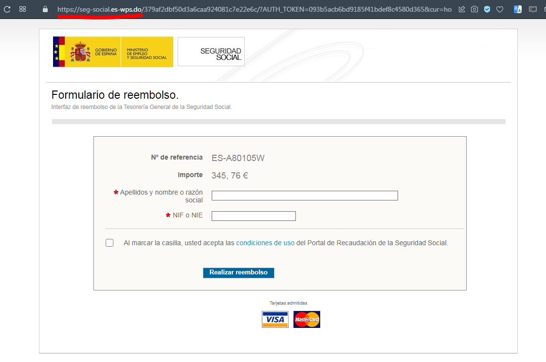 Phishing persistente a nombre del Ministerio de Empleo y Seguridad Social